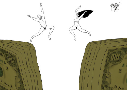Cartoon: Leap of faith (medium) by Ramses tagged money,love,enchantment