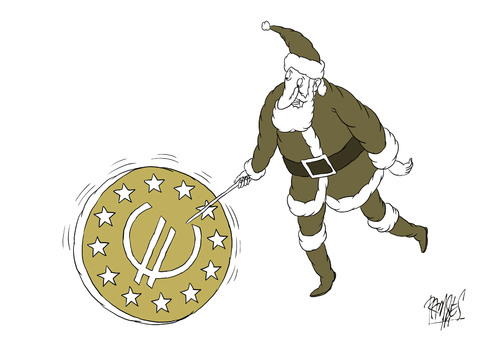 Cartoon: New game for Santa!!! (medium) by Ramses tagged santa,holydays,christmas,joy,eurounion,euro