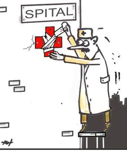 Cartoon: Hospital (medium) by Monica Zanet tagged hospital,crisis,doctors,society