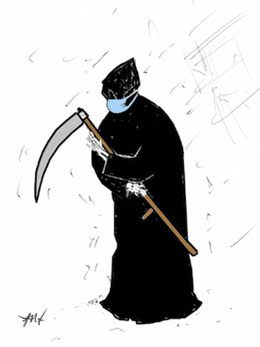 Cartoon: With mask (medium) by Monica Zanet tagged mask,withmask,coronavirus,newcoronavirus,covid19,death,thedeath,corona,coronakrise,pandemie