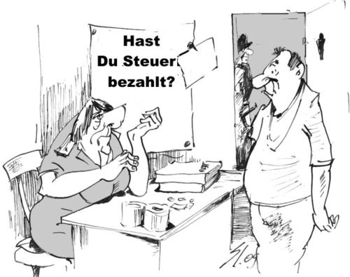 Cartoon: Hast Du Steuern bezahlt? (medium) by medwed1 tagged schljachow,cartoon