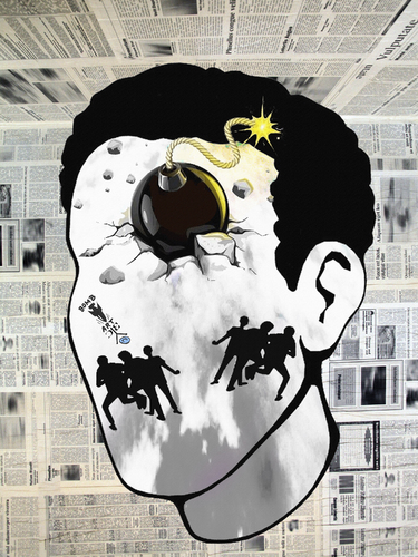 Cartoon: Dangerous head (medium) by Zoran Spasojevic tagged serbia,kragujevac,emailart,paske,spasojevic,zoran,head,danger,dangerous,graphics,collage,digital