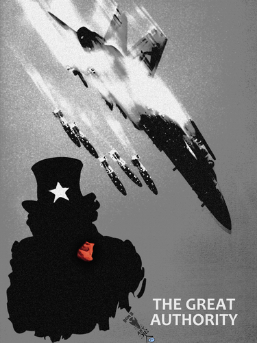 Cartoon: The great authority (medium) by Zoran Spasojevic tagged great,authority,digital,collage,graphics,zoran,spasojevic,paske,kragujevac,emailart,serbia,uncle,sam,america,bomb