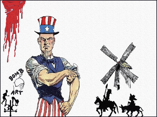 Cartoon: Uncle Sam lifted up his sleeves (medium) by Zoran Spasojevic tagged serbia,kragujevac,paske,zoran,spasojevic,unclesam,sam,uncle,graphics,collage,digital,emailart