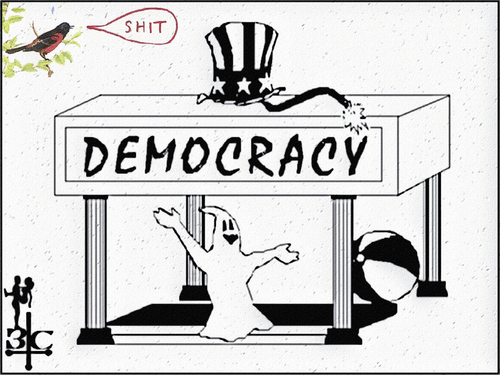 Cartoon: Democracy (medium) by Zoran Spasojevic tagged serbia,america,kragujevac,emailart,paske,spasojevic,zoran,graphics,collage,digital,unclesam,democracy