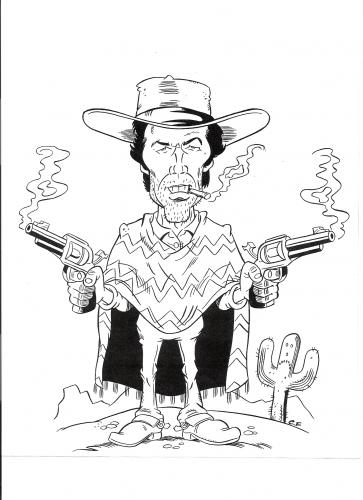 Cartoon: Clint eastwood caricature (medium) by fieldtoonz tagged clint