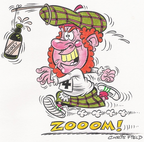 Cartoon: Jock (medium) by fieldtoonz tagged whisky,olympics,running,scottish