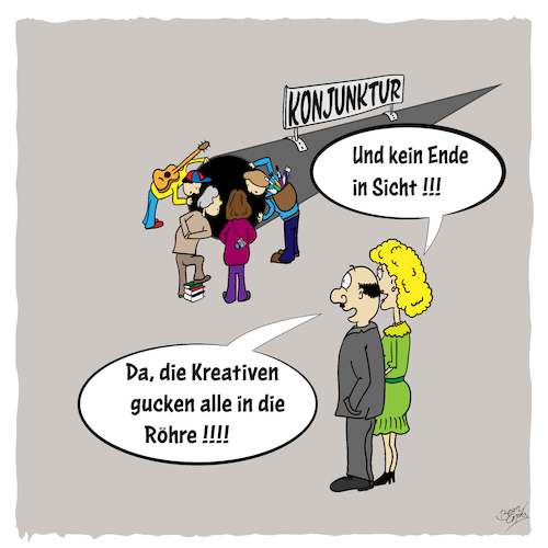 Cartoon: In die Röhre gucken (medium) by beangrphx tagged musiker,schriftsteller,maler,fotograf,kreative,künstler,konjunktur,röhre,in,die,kein,ende,corona,pandemie