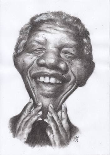 Cartoon: RIP Mandela (medium) by Joen Yunus tagged caricature,charcoal,mandela