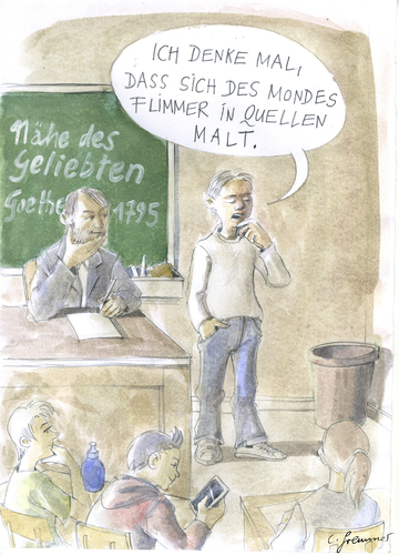 Cartoon: Goethe (medium) by Christoph Gremmer tagged schule,vortrag,poem,gedicht,goethe