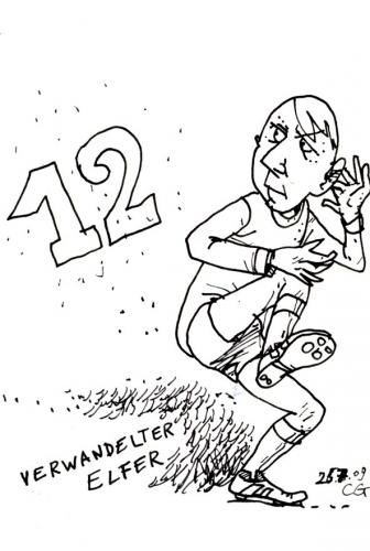 Cartoon: Verwandelter Elfer (medium) by Christoph Gremmer tagged verwandlung,fussball,elfmeter,strafstoß