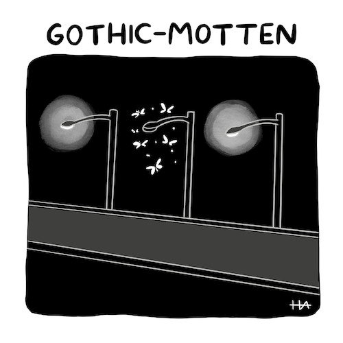 Cartoon: Gothic Motten (medium) by HilaryAllison tagged goth,gothic,moth,moths,motten,dunkel,licht,dunkelheit,straßenlaterne,elektrizität,subkultur,szene,melancholie,goth,gothic,moth,moths,motten,dunkel,licht,dunkelheit,straßenlaterne,elektrizität,subkultur,szene,melancholie