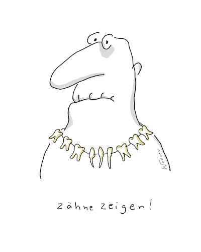 Cartoon: Zähne zeigen (medium) by Wodner tagged zähne,zahn,zahnarzt,schmuck,kette,stolz,trophäe,mann