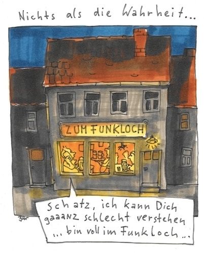 Cartoon: Funkloch (medium) by kgbr tagged funkloch,wahrheit,kneipe,trinker,mobiltelefon