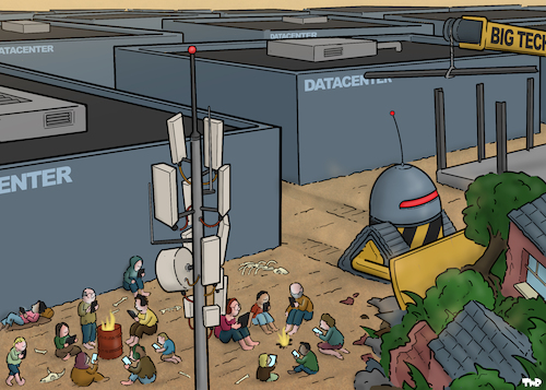 Cartoon: Data centers (medium) by Tjeerd Royaards tagged data,centers,big,tech,smartphones,artificial,intelligence,data,centers,big,tech,smartphones,artificial,intelligence
