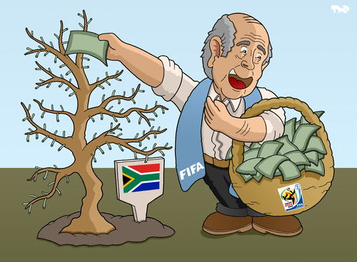 Cartoon: FIFAs harvest (medium) by Tjeerd Royaards tagged fifa,blatter,world,cup,football,soccer,fußball,fussball,fifa,weltmeisterschaft,sport,geld,kapitalismus