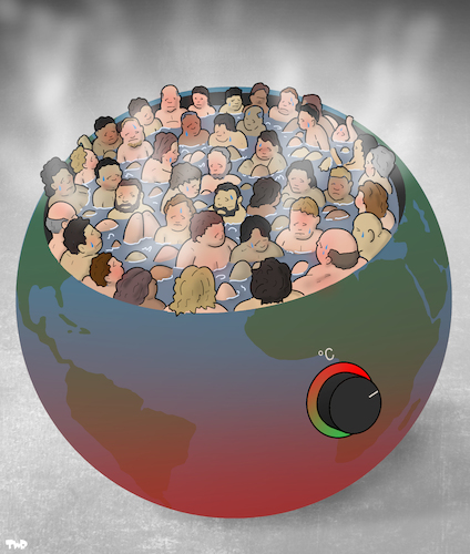 Cartoon: Overcrowded Hot Tub (medium) by Tjeerd Royaards tagged world,planet,climate,people,earth,world,planet,climate,people,earth