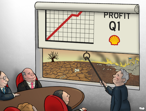 Cartoon: Shell profits (medium) by Tjeerd Royaards tagged shell,profit,oil,gas,prices,greed,climate,shell,profit,oil,gas,prices,greed,climate