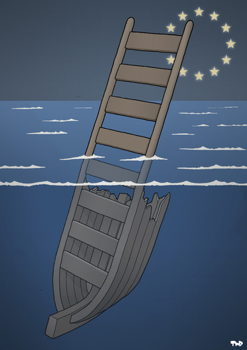 Cartoon: Tragedy at Lampedusa (medium) by Tjeerd Royaards tagged lampedusa,europe,migration,immigration,refugee,refugees,borders,border,boat,boats,italy,brussels,asylum,drowned,eu,european,union,lampedusa,europe,migration,immigration,refugee,refugees,borders,border,boat,boats,italy,brussels,asylum,drowned,eu,european,union