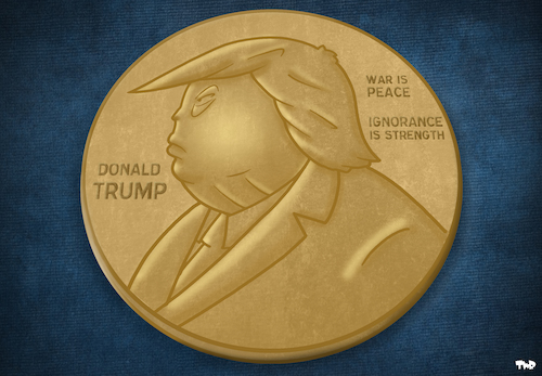 Cartoon: Trump Nobel Peace Prize (medium) by Tjeerd Royaards tagged 1984,trump,nobel,peace,war,absurd,nomination,1984,trump,nobel,peace,war,absurd,nomination