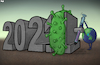 Cartoon: 2021 (small) by Tjeerd Royaards tagged pandemic,virus,corona,vaccine,society,lockdown,happy,new,year
