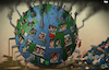 Cartoon: 8 million people (small) by Tjeerd Royaards tagged earth,humanity,population,growth,world,planet