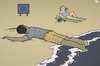 Cartoon: European Beach (small) by Tjeerd Royaards tagged drowning,beach,ship,immigration,eu,europe,immigrants