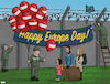 Cartoon: Happy Europe Day! (small) by Tjeerd Royaards tagged europe day borders migrants refugees