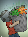 Cartoon: Taking out the trash (small) by Tjeerd Royaards tagged trash,trump,garbage,pandemic,coronavirus,virus,corona