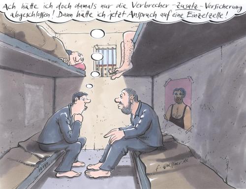 Cartoon: 78.047.verbrecherversicherung (medium) by woessner tagged verbrecher,gefängnis,kriminalität,homosexualität,schwul,versicherung,mann,angst,verbrecher,krimineller,inhaftierter,insasse,knast,gefängnis,bau,zelle,verbrechen,kriminalität,kriminell,homosexualität,schwul,homo,versicherung,einzelzelle,anspruch,zusatz,vorsorge,mann,männer,geschlecht,furcht,gedanken,hochbett,stockbett,gemeinschaft,gruppe,wohngemeinschaft,hetero,heterosexualität,sehnsucht,freiheit,nötigung,angst,versicherungen,lebensversicherung,krankenversicherung,versicherungswesen,überversicherung,versichert,security,versicherungskonzerne,versicherungsvertreter,riesterrente,rente,private altersvorsorge,private,inhaftierung,haftanstalt,haftantritt,haft,sicherheitsverwahrung,jugendhaftanstalt,freiheitsentzug,freiheitsstrafe,bunker,verlies,kittchen,loch,schwedische gardinen,sträfling,inhaftiert,gefängnisinsasse,zuchthäusler,strafrecht,resozialisierung,sanfter strafvollzug,bewährungsstrafe,lebenslänglich,straftäter,altersvorsorge,schwedische,gardinen,sanfter,strafvollzug