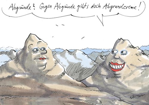 Cartoon: abgrundcreme (medium) by woessner tagged abgrundcreme,berge,gebirge,alpen,schönheit,eitelkeit,schönheitsoperation,kosmetika,drogerie,frau,weiblich,aussehen,unzufriedenheit,abgrundcreme,berge,gebirge,alpen,schönheit,eitelkeit,schönheitsoperation,kosmetika,drogerie,frau,weiblich,aussehen,unzufriedenheit