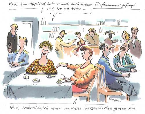 Cartoon: adressenhändler (medium) by woessner tagged adressen,händler,daten,schutz,kommunikation,information,kriminalität,liebe,beziehung,enttäuschung,neid,eifersucht,frau,mann,flirt,datenschutz,date,treffen,verabredung,flirt,beziehung,kennenlernen,kommunikation,daten,schutz,händler,handel,datenhandel,privatsphäre,bürger,kriminalität,enttäuschung,adressenhandel,adresse,informationen,geld,datenklau,datenraub,klauen