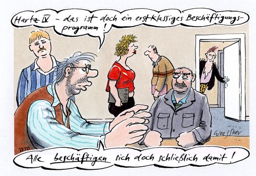 Cartoon: Beschäftigungsprogramm (medium) by woessner tagged beschäftigungsprogramm,hartz,bundesregierung,parteien,soziale,unterschiede,prekariat,klassengesellschaft,armut,sozialversicherung,gesetzgebung,absicherung,beschäftigungsprogramm,hartz,bundesregierung,parteien,soziale,unterschiede,prekariat,klassengesellschaft,armut,sozialversicherung,gesetzgebung,absicherung