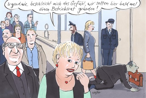 Cartoon: betriebsrat gründen (medium) by woessner tagged lohnfortzahlun,arbeitsrecht,wirtschaft,industrie,ausbeutung,arbeitsplatz,um,angst,stress,leistungsdruck,arbeitsdruck,betriebsrat,krankheit,trotz,arbeit,arbeit,trotz,krankheit,betriebsrat,arbeitsdruck,leistungsdruck,stress,angst,um,arbeitsplatz,ausbeutung,industrie,wirtschaft,arbeitsrecht,lohnfortzahlun