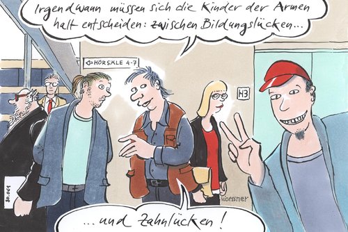 Cartoon: Bildungslücken (medium) by woessner tagged universität,studenten,hochschule,bildungsgerechtigkeit,gesellschaft,ungerechtigkeit,klasse,oberschicht,mittelschicht,unterschicht,bildungslücke,zahnlücke,soziale,gerechtigkeit,frage,benachteiligung,prekariat,armut,bildungsfern,universität,studenten,hochschule,bildungsgerechtigkeit,gesellschaft,ungerechtigkeit,klasse,oberschicht,mittelschicht,unterschicht,bildungslücke,zahnlücke,soziale,gerechtigkeit,frage,benachteiligung,prekariat,armut,bildungsfern