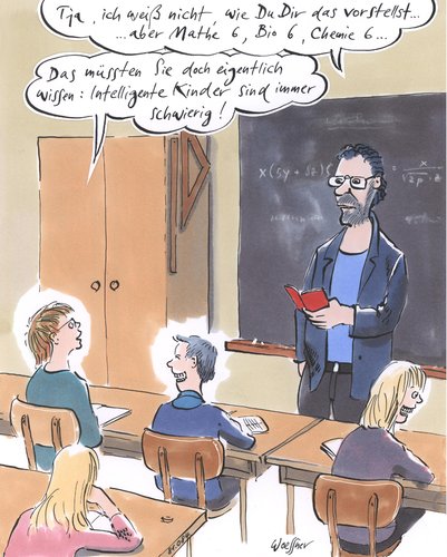 Cartoon: intelligente kinder (medium) by woessner tagged intelligente,kinder,schule,unterricht,lehrer,schüler,schlechte,noten,mathe,bio,chemie,begabung,schwierig,ausrede,schlagfertig,intelligente,kinder,schule,unterricht,lehrer,schüler,schlechte,noten,bio,chemie,begabung,schwierig,ausrede,schlagfertig