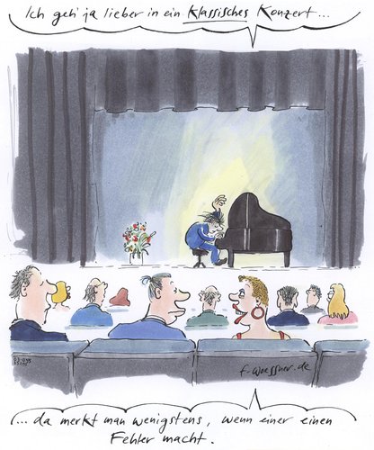 Cartoon: klassisches konzert (medium) by woessner tagged klassisches,konzert,fehlersuche,genuss,kultur,musik,kritiksucht,klatsch,tratsch,klassik,moderne,klassisches,konzert,fehlersuche,genuss,kultur,musik,kritiksucht,klatsch,tratsch,klassik,moderne