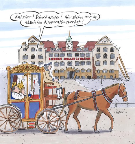 Cartoon: Kooperationsverbot (medium) by woessner tagged absolutes,kooperationsverbot,schule,bildung,uni,hochschule,bildungshoheit,bundesländer,föderalismus,bildungspolitik,gabriel,merkel,finanzen,absolutes,kooperationsverbot,schule,bildung,uni,hochschule,bildungshoheit,bundesländer,föderalismus,bildungspolitik,gabriel,merkel,finanzen