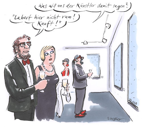 Cartoon: Künstler Aussage (medium) by woessner tagged freimut,woessner,karikaturen,cartoons,kunstszene,kunstbetrieb,künstlertum,angeber,aufgeblasen,sachverständig,laie,kenner,kunstkenner,wichtigtuer,hineininterpretieren,kaufen,kauf,geschäft,kauft,kunst,galerie,vernissage,aussage,sagen,künstler,interpretation,bildinterpretation,bildaussage,intention,absicht,quintessenz,ausstellung,ausstellungseröffnung,publikum,vernissagenpublikum,pseudokunst,pseudokünstler,boheme,bildbesprechung,kommerz,kunstmafia,museum,galerist,käufer,sammler,mäzen,förderer,kunstsammler,kunstmäzen,kunstförderer,kunstverein,freimut,woessner,karikaturen,cartoons,kunstszene,kunstbetrieb,künstlertum,angeber,aufgeblasen,sachverständig,laie,kenner,kunstkenner,wichtigtuer,hineininterpretieren,kaufen,kauf,geschäft,kauft,kunst,galerie,vernissage,aussage,sagen,künstler,interpretation,bildinterpretation,bildaussage,intention,absicht,quintessenz,ausstellung,ausstellungseröffnung,publikum,vernissagenpublikum,pseudokunst,pseudokünstler,boheme,bildbesprechung,kommerz,kunstmafia,museum,galerist,käufer,sammler,mäzen,förderer,kunstsammler,kunstmäzen,kunstförderer,kunstverein