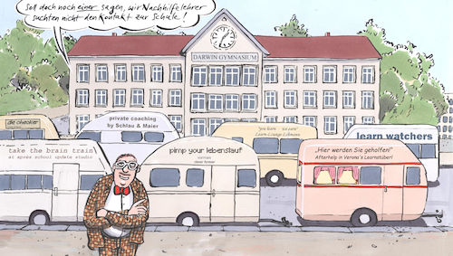 Cartoon: nachhilfelehrer (medium) by woessner tagged freimut,woessner,karikaturen,cartoons,darwin,gymnasium,auslese,elite,nachhilfeunterricht,soziale,unterschiede,klassengesellschaft,werbung,schüler,schülerhilfe,einkommen,nachhilfelehrer,nachhilfe,schule,kontakt,wohnwagen,coaching,learn,watchers,pimp,lebenslauf,cv,curriculum,vitae,bildung,ausbildung,chancengleichheit,bildungsgerechtigkeit,unterricht,freimut,woessner,karikaturen,cartoons,darwin,gymnasium,auslese,elite,nachhilfeunterricht,soziale,unterschiede,klassengesellschaft,werbung,schüler,schülerhilfe,einkommen,nachhilfelehrer,nachhilfe,schule,kontakt,wohnwagen,coaching,learn,watchers,pimp,lebenslauf,cv,curriculum,vitae,bildung,ausbildung,chancengleichheit,bildungsgerechtigkeit,unterricht