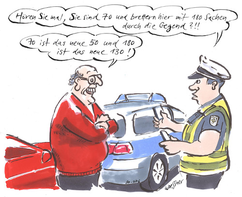 Cartoon: Siebzig (medium) by woessner tagged woessner,karikaturen,cartoons,geschwindigkeitskontrolle,rasen,schnellfahren,raser,geschwindigkeitsrausch,jung,fühlen,polizei,kontrolle,radarkontrolle,polizist,strafzettel,punkte,flensburg,verkehr,umwelt,auto,kfz,siebzig,ist,das,neue,fünfzig,alter,jugendwahn,geschwindigkeitsübertretung,polizeikontrolle,blitzer,geblitzt,lebensalter,nicht,alt,werden,wollen,alterskrise,lebenskrise,midlifecrisis,woessner,karikaturen,cartoons,geschwindigkeitskontrolle,rasen,schnellfahren,raser,geschwindigkeitsrausch,jung,fühlen,polizei,kontrolle,radarkontrolle,polizist,strafzettel,punkte,flensburg,verkehr,umwelt,auto,kfz,siebzig,ist,das,neue,fünfzig,alter,jugendwahn,geschwindigkeitsübertretung,polizeikontrolle,blitzer,geblitzt,lebensalter,nicht,alt,werden,wollen,alterskrise,lebenskrise,midlifecrisis