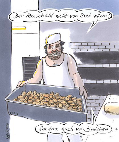 Cartoon: vom Brot allein (medium) by woessner tagged woessner,karikaturen,cartoons,nahrung,geistlich,zitat,sprichwort,bäckerei,handwerk,handwerkerinnen,zunft,weisheit,spruchweisheit,missverständnis,vom,brot,allein,bäcker,bibel,religion,geist,esoterik,transzendenz,übernatürlich,brötchen,mensch,ernährung,speise,täglich,leben,lebenssinn,woessner,karikaturen,cartoons,nahrung,geistlich,zitat,sprichwort,bäckerei,handwerk,handwerkerinnen,zunft,weisheit,spruchweisheit,missverständnis,vom,brot,allein,bäcker,bibel,religion,geist,esoterik,transzendenz,übernatürlich,brötchen,mensch,ernährung,speise,täglich,leben,lebenssinn