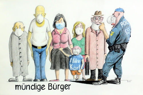 Cartoon: mündige Bürger (medium) by Kobi tagged gehorsam,regierung,maskenpflicht,corona,bürger