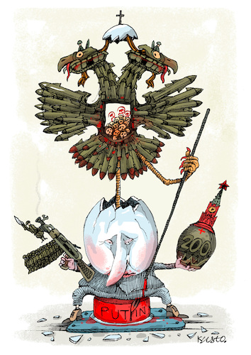 Cartoon: Egg of war (medium) by kusto tagged war,putin,arms,coat,of,war,putin,arms,coat,of