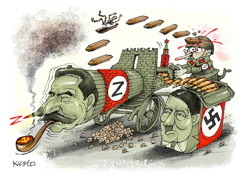 Cartoon: Machine gun (medium) by kusto tagged putin,stalin,hitler,war,ukraine,putin,stalin,hitler,war,ukraine
