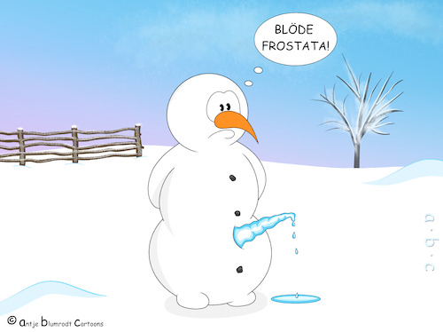 Cartoon: Frostschaden (medium) by a-b-c tagged schnee,schneemann,kälte,prostata,tropfen,undicht,männer,urologie,frost,winter,schnee,schneemann,kälte,prostata,tropfen,undicht,männer,urologie,frost,winter