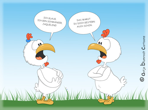 Cartoon: Glucke (medium) by a-b-c tagged baby,ehe,eier,glucke,hahn,huhn,hühner,kinder,liebe,schwanger,schwangerschaft,baby,ehe,eier,glucke,hahn,huhn,hühner,kinder,liebe,schwanger,schwangerschaft
