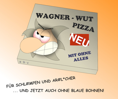 Cartoon: Wut-Pizza (medium) by a-b-c tagged abzug,bohnen,drohung,fertigessen,gefallen,krieg,munition,organisation,paramilitärisch,pizza,prigoschin,russland,schimpfen,schreien,söldner,tiefkühlpizza,ukraine,verluste,wagner,wagnergruppe,abzug,bohnen,drohung,fertigessen,gefallen,krieg,munition,organisation,paramilitärisch,pizza,prigoschin,russland,schimpfen,schreien,söldner,tiefkühlpizza,ukraine,verluste,wagner,wagnergruppe