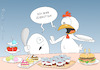 Cartoon: Henne-Ei-Problem (small) by a-b-c tagged ei,eier,osterei,ostern,feiertag,buffet,henne,huhn,dilemma