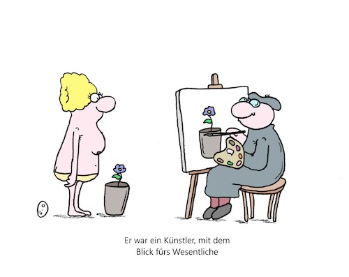 Cartoon: Blick fürs Wesentliche (medium) by CartoonMadness tagged aktmodell,kunst,künstler,blumen